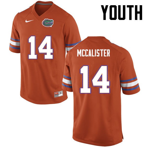 Florida Gators Youth #14 Alex McCalister College Football Jersey Orange